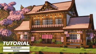 Minecraft: How To Build a Cherry Blossom House (Japanese House) | 桜を使った家の作り方(和風建築)