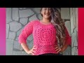 Blusa de crochê rosa