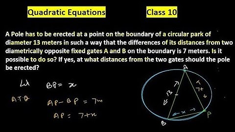 A Pole has to be erected at a point on the boundary of a circular park of diameter 13m | Example 17