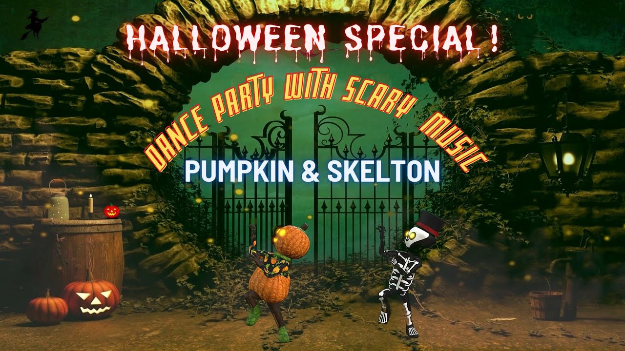 Pumpkin & Skelton Dancing on Halloween Night 💀 Halloween Celebrations 🎃 Scary Sounds • Horror Voices