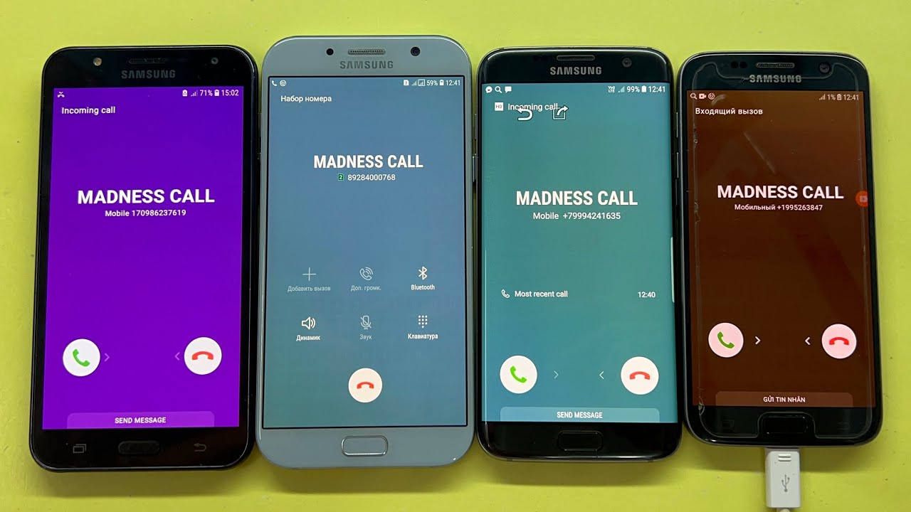 Two Samsung Galaxy S7 Vs Samsung Galaxy A7 2017 Vs Samsung Galaxy J7 NEO Incoming Call/Outgoing Call