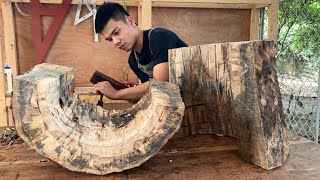 Make a Beautiful Table from a Decayed Tree Trunk | Woodworking Excellence