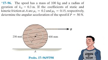 Dynamics 17-96| The pool has a mass of 100 kg and a radius of gyration of kG=0.3 m.