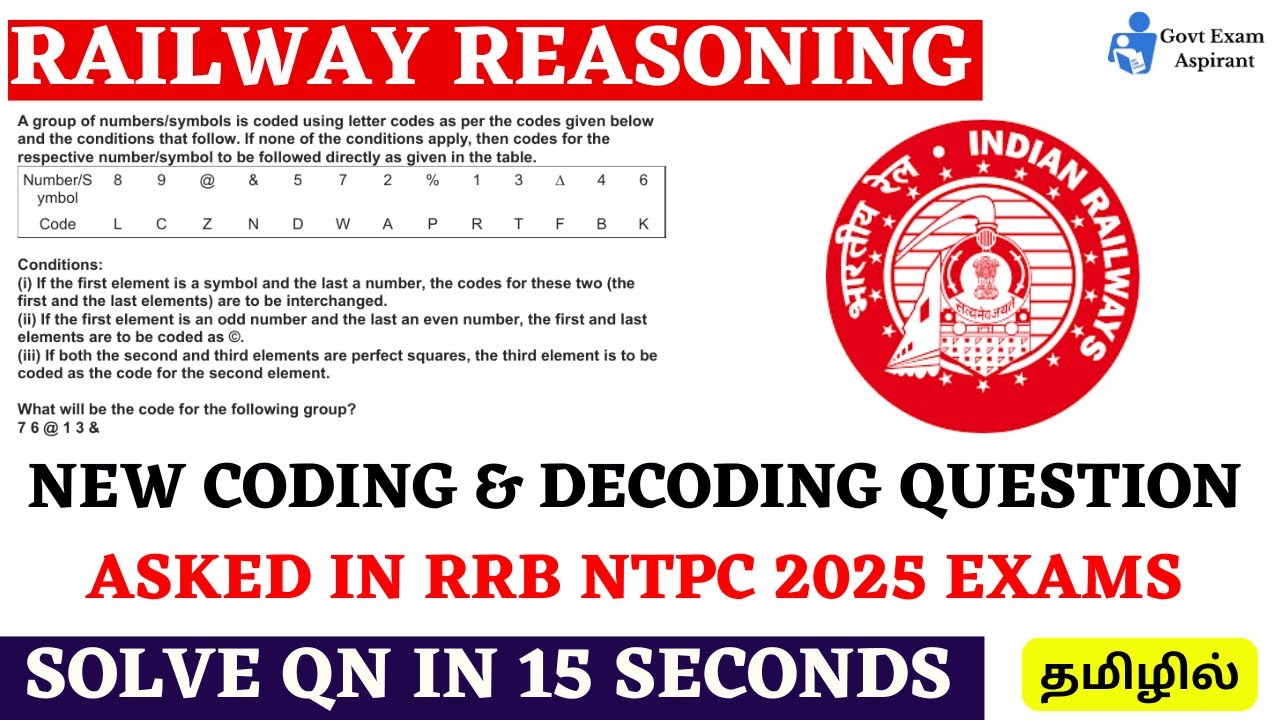New Type Of Coding & Decoding Reasoning Question Asked in RRB NTPC 2025 ...
