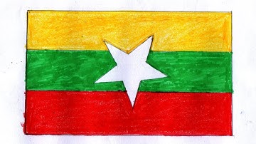 How To Draw National Flag Of Myanmar | Myanmar Flag Drawing | Country Flag Drawing