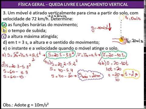 EXERCÍCIOS - LANÇAMENTO VERTICAL E QUEDA LIVRE - PARTE 1