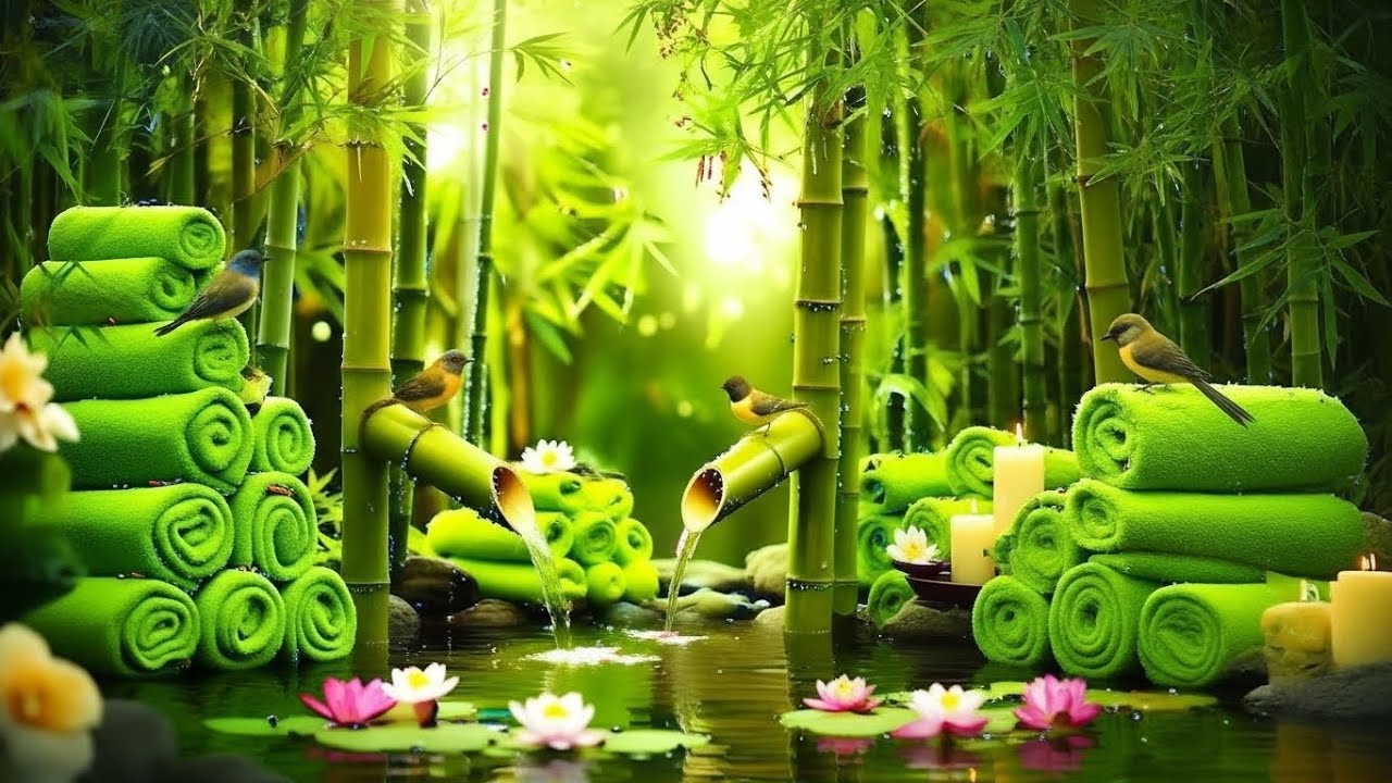 Relaxing Sleep Music with Bamboo Water Sound🌿Deep Sleep Music, Meditation, Calm Anxiety, Spa BGM
