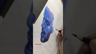I DRAW Stephen Curry using blue and purple COLOR PENCILS