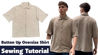 How to sew a prada like shirt | Sewing tutorial for an oversize short sleeve button up shirt
