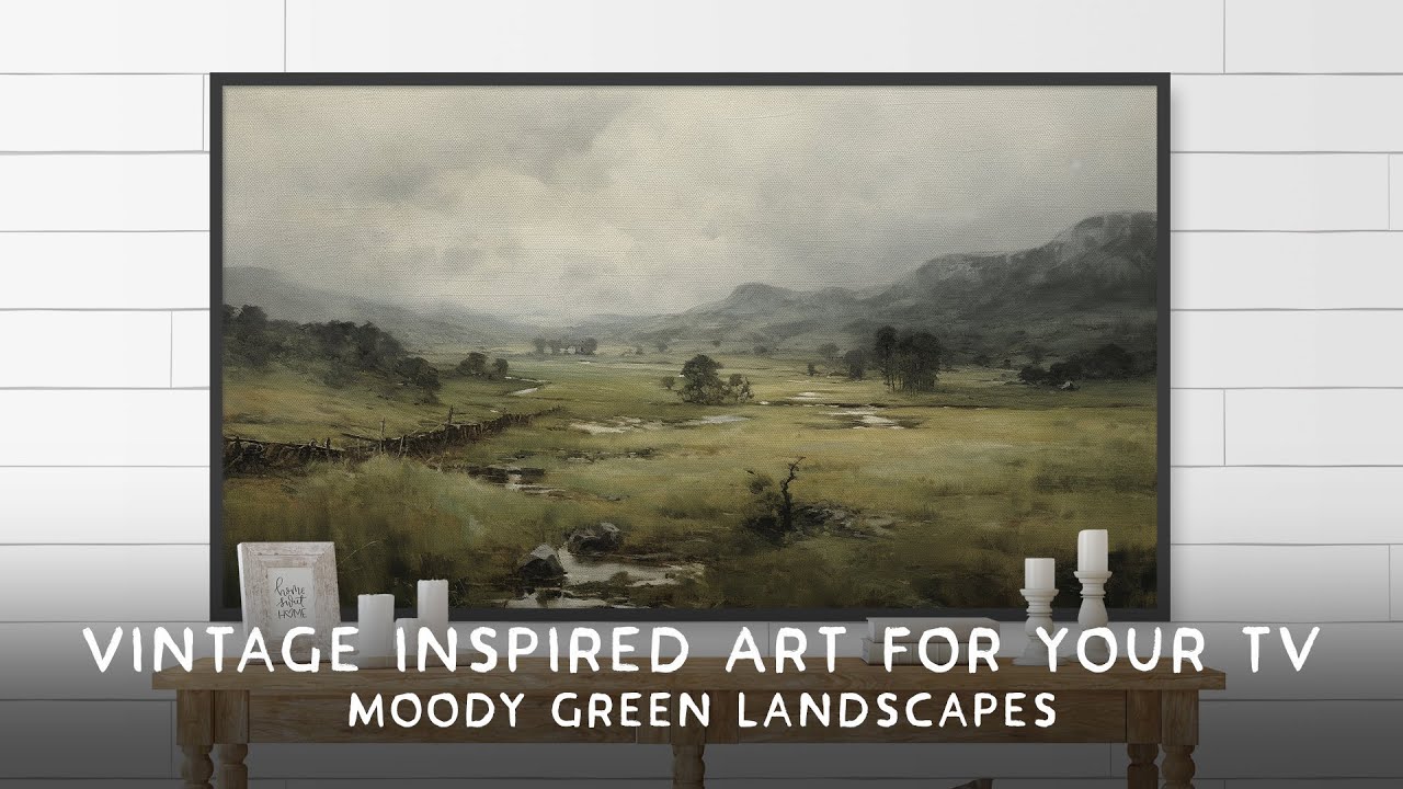 Moody Green Landscape Art Screensaver | Turn Your TV Into Art | Vintage Art Slideshow For TV | 1Hr