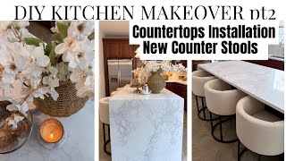 DIY KITCHEN RENOVATION pt2 | INSTALLING  COUNTERTOPS | DECORATE WITH ME | NEW COUNTER STOOLS