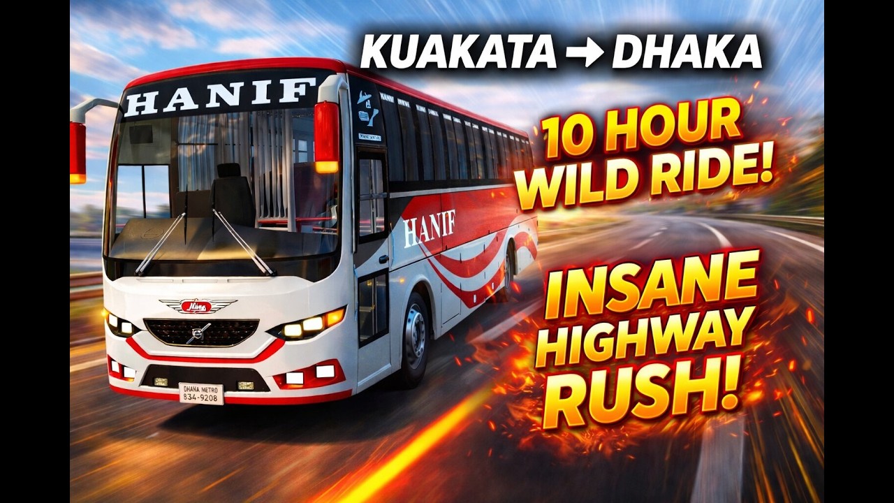 KUAKATA to DHAKA 🔥 10 Hour Crazy Highway Bus Journey | Full Road Drive