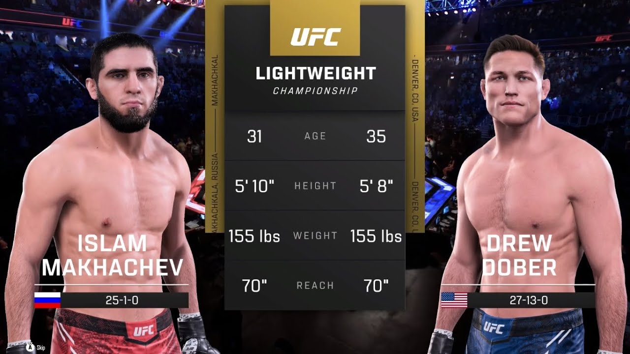 Islam Makhachev Vs Drew Dober 2 Full Fight Ufc 5 Ai Simulation Youtube 