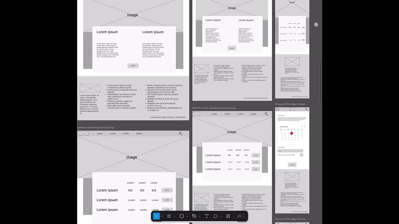Royal Museum Low Fidelity Wireframes