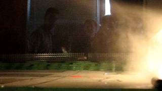 Flow visualization in wind tunnel: wake of an industrial building
