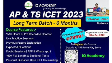 AP & TS ICET 2023 Long Term Batch announcement| Registration from 24/10/22 //  classes from 10/11/22