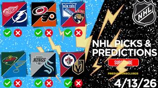 6 NHL Picks Today 4/13/2026 | BY: PREDICTIONSCLIB25 | Nhl Picks and Predictions | Nhl Predictions