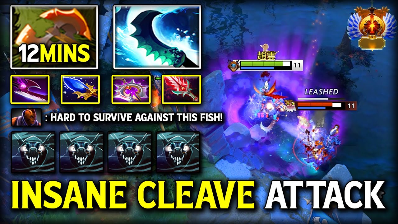 INSANE CLEAVE ATTACK CARRY Slark With 12Mins Battle Fury item Build Even Anti Mage Can't Escape DotA