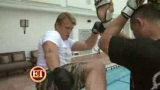 Dolph Lundgrens Big Comeback
I DO NOT OWN ANY RIGHTS TO THIS.
Action star Dolph Lundgren is returning to Hollywood and kicking up a storm! Now, ET brings you up to speed on Lundgrens family life and explosive new film projects. Click the video to watch!
After making a name for himself in action-packed movies such as Rocky IV, Masters of the Universe, The Punisher and Universal Soldiers (all of which are available on DVD), the Swedish-born hunk got married, moved to Spain and became the father of two daughters.
My daughters, I hope, keep me young. But they do say, Daddy, dont wear that, the 51-year-old star jokes with ET.
Back in 1985, Lundgren made a lasting impact on movie-goers as Sylvester Stallones boxing nemesis Ivan Drago in Rocky IV. Now, over two decades later, hes set to burst back onto the silver screen as part of an all-star cast in Stallones action flick The Expendables.
Also look for Lundgren in his upcoming movie Icarus, which he wrote, directed and stars in. Dolph Lundgrens Big Comeback