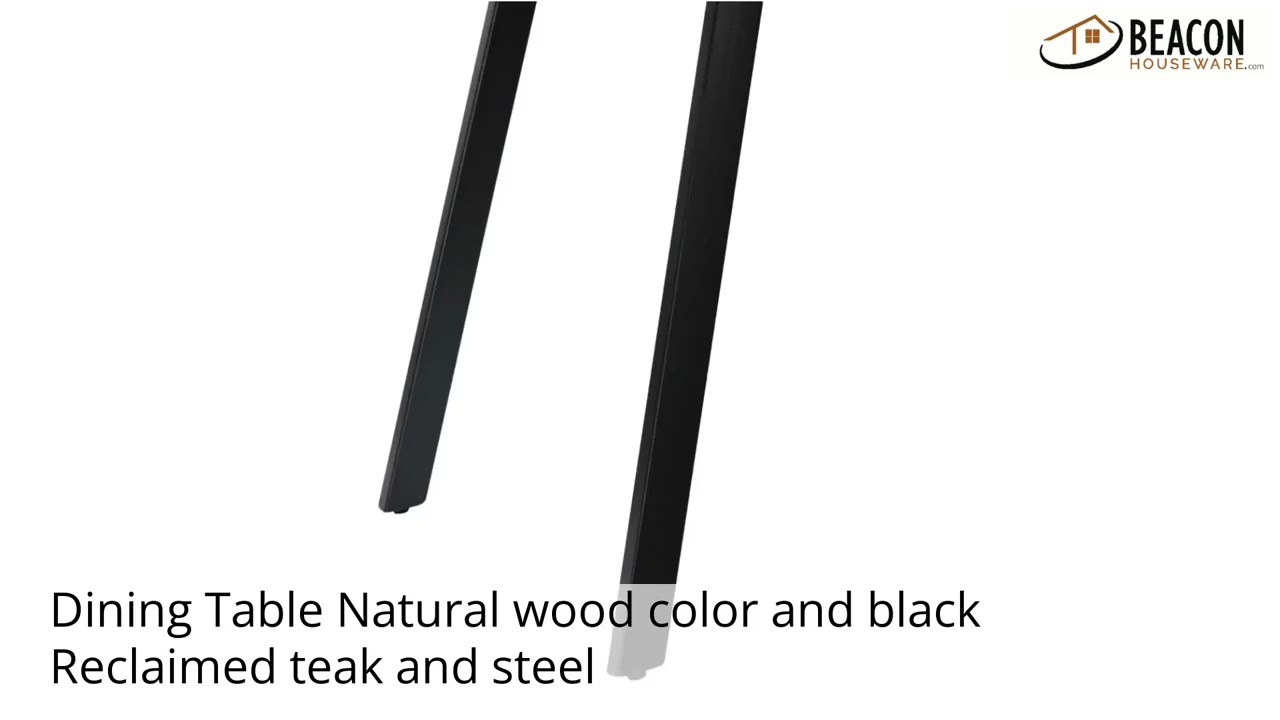 Dining Table Natural wood color and black Reclaimed teak and steel