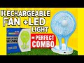 JR-5580 Rechargeable Fan with LED Light | Wall Mounted Mini Fan 🔥 Best for Home &amp; Camping 🏕️”