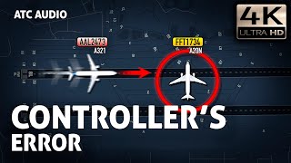 NEAR DISASTER. Controller cleared to cross runway in front of taking off Airplane. Real ATC Audio