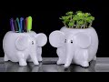 Elephant Shape pens Holder & Tree pot Showpiece making // Gift item showpiece making