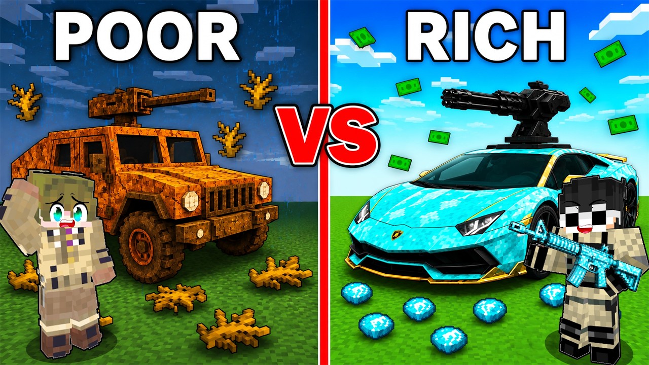 POOR MILITARY vs RICH MILITARY Survival Battle in Minecraft!