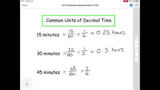 3B5 Converting minutes to decimal time