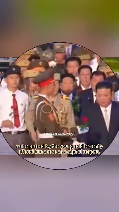 As he passed by, the young soldier gently offered him a🌹as a sign of respect.🥺#northkorea #kimjongun