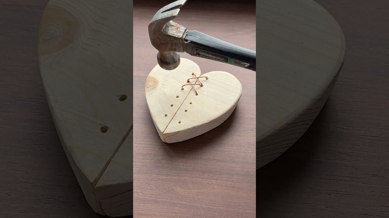 Copper Wire Stitching into Wood