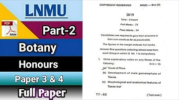 Lnmu bsc part 2 botany honours paper 2019