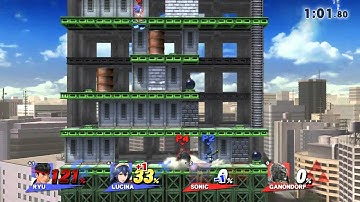 Super Smash Bros Wii U Online Battle Ryu & Lucina vs. Sonic & Ganondorf