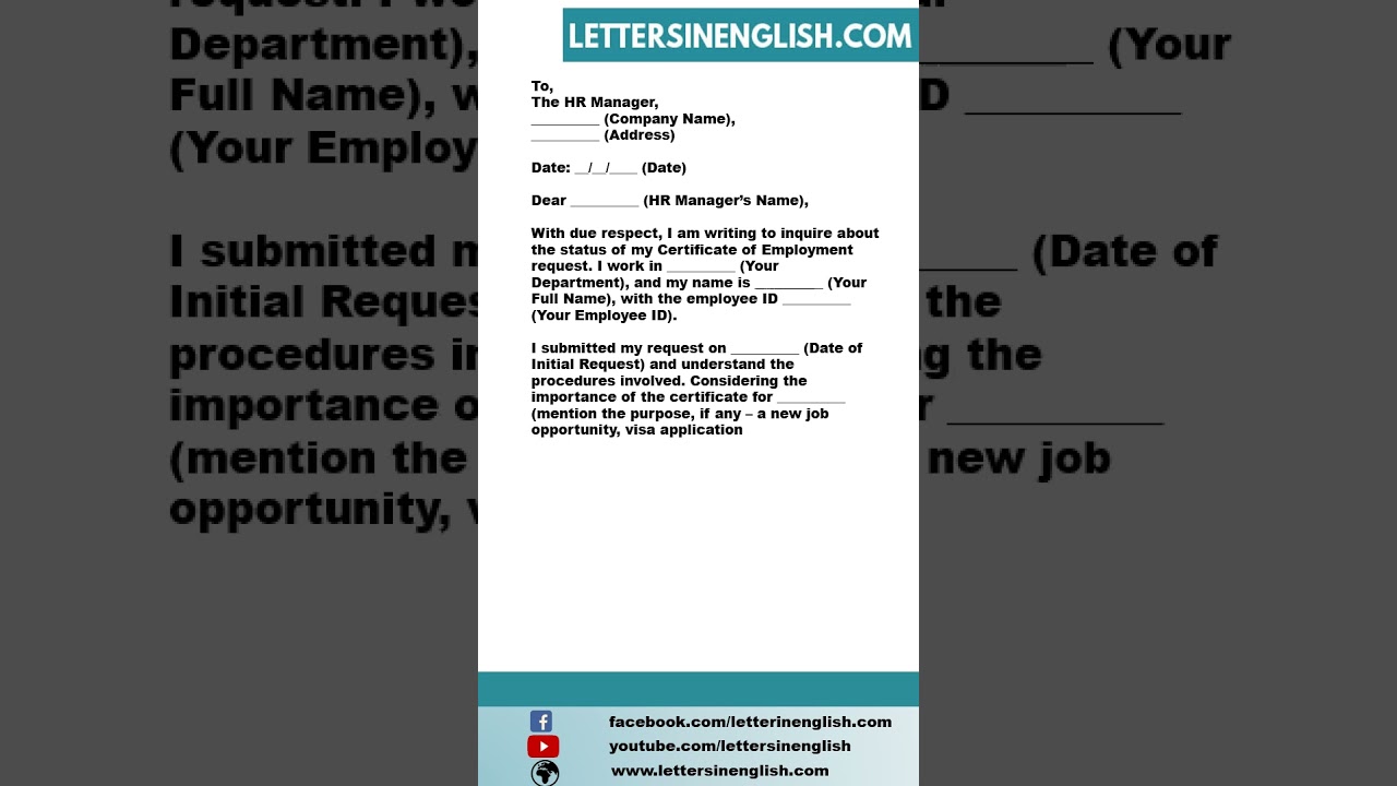Follow up Letter for Certificate of Employment