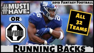 2019 Fantasy Football Rankings - Must Own or Avoid Running Backs - Draft Day Strategy