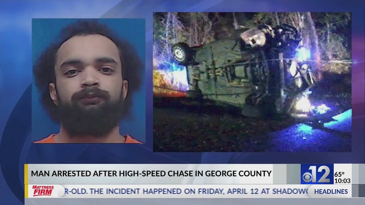 Lucedale man arrested after chase ends in crash involving MHP car - YouTube