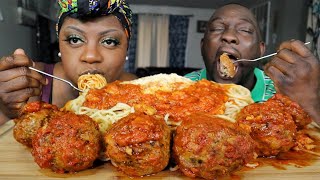HOMEMADE SPAGHETTI & MEAT BALLS| RECIPE| MUKBANG EATING SHOW!
