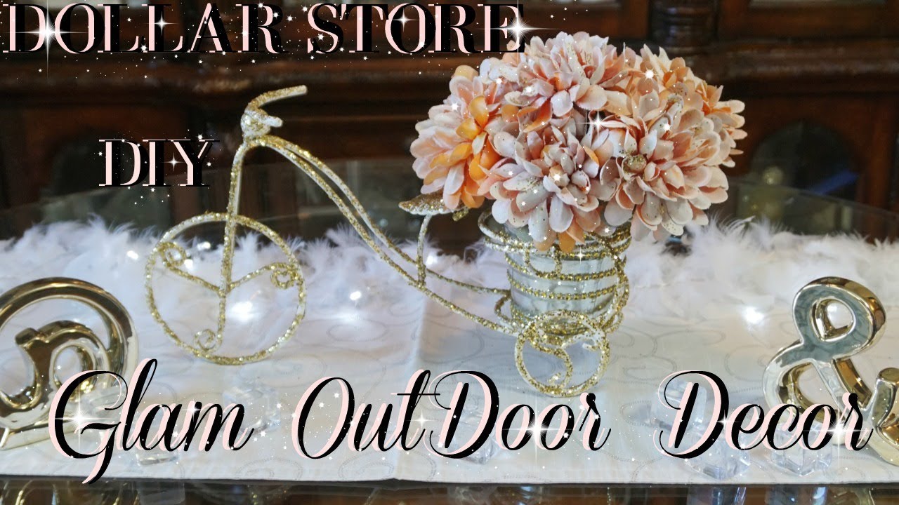 DOLLAR STORE DIY QUICK & EASY BLING OUTDOOR FLOWER CENTERPIECE
