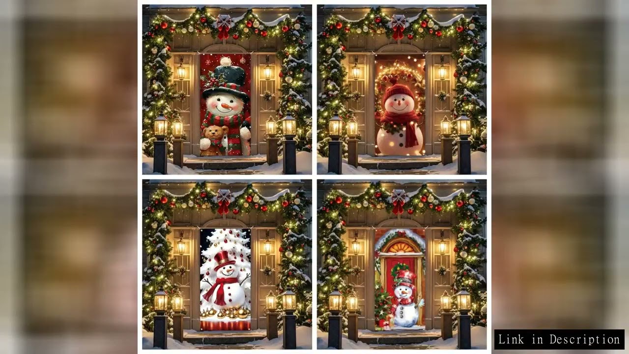 Cartoon Santa Claus Snowman Backdrop Merry Christmas Door Hanging Banner Party Decorations Bedroom D