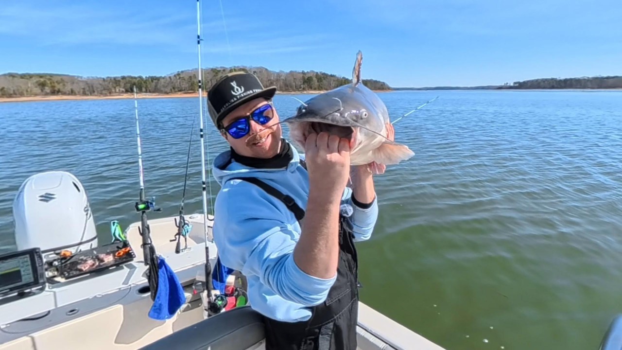 Fishing deep wintering holes for Catfish!