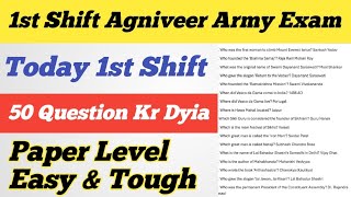 1st Day Agniveer Army Exam ll Today 1st Shift Agniveer Army Exam Paper Level Easy & Tough 😲 