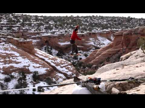 Tancrède Melet Finished a 60 meter Highline