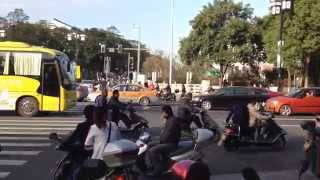 Suzhou China intersection during rush hour