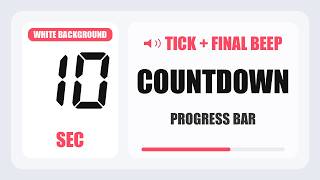 Famous 10 Second Countdown Timer | Tick + Final Beep | White Background 4K Net Worth