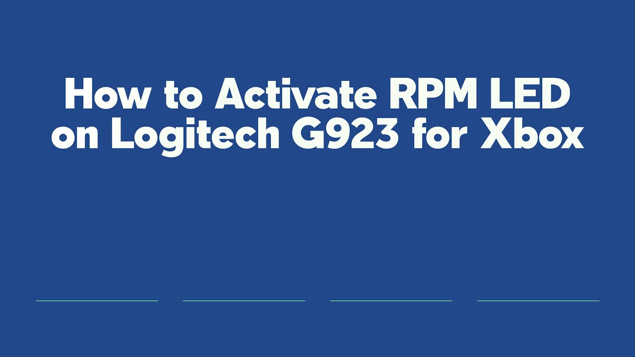 How to Activate RPM LED on Logitech G923 for Xbox - YouTube