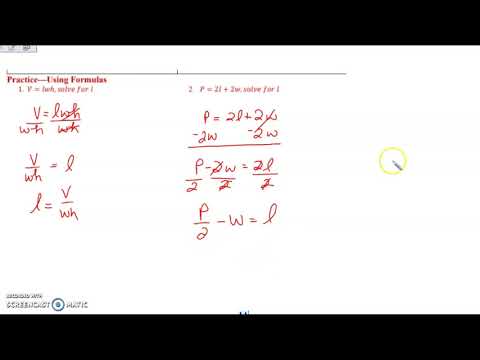Algebra 1 Module 2.3 Literal Equations
