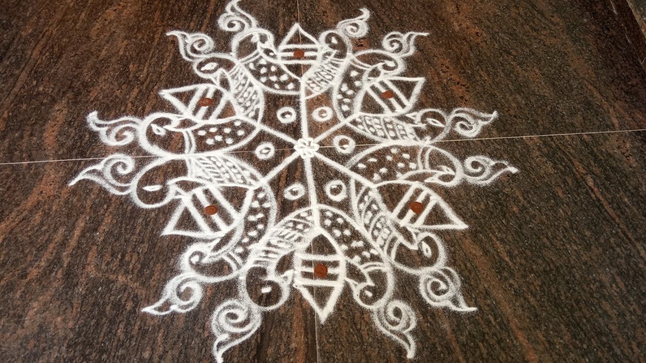 7×4 pulli தை பூசம்  கோலம் | Thai Poosam Ther Kolam and peacock rangoli design