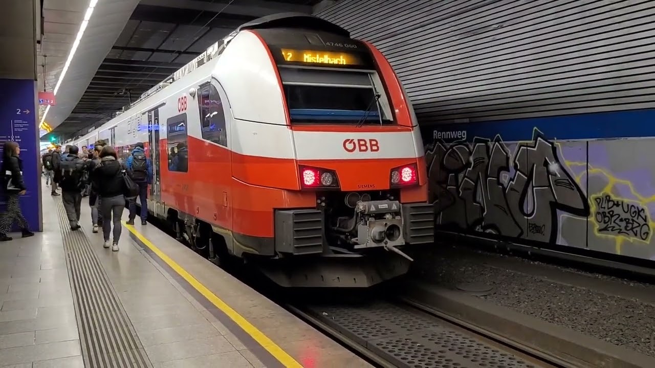 ÖBB Bahnhof Wien Rennweg (S1,S2,S3,S4,S7,REX1,REX2,REX3,CAT✈️,CJX9)(27.02.2024)