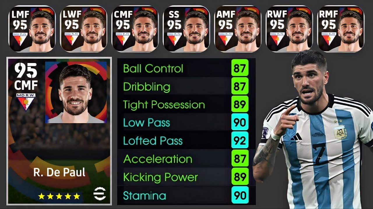 Max rating Rodrigo De Paul 95 card | EFOOTBALL 2024 mobile
