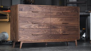 Mid-Century Modern Walnut Double Dresser | Stylish Chest of Drawers” 